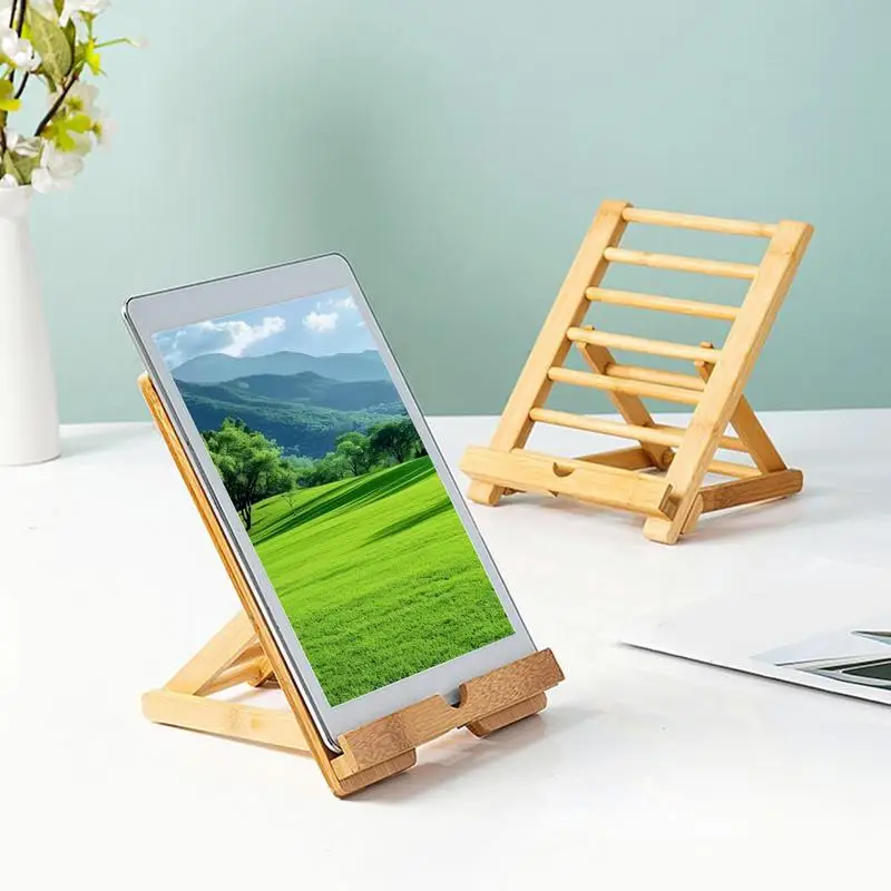 Tablet Stand Holder Folding Tablet Desk Stand Reading Rest Holder Kitchen Cookbook Stand Desktop Cell Phone Stand For Surfaces E