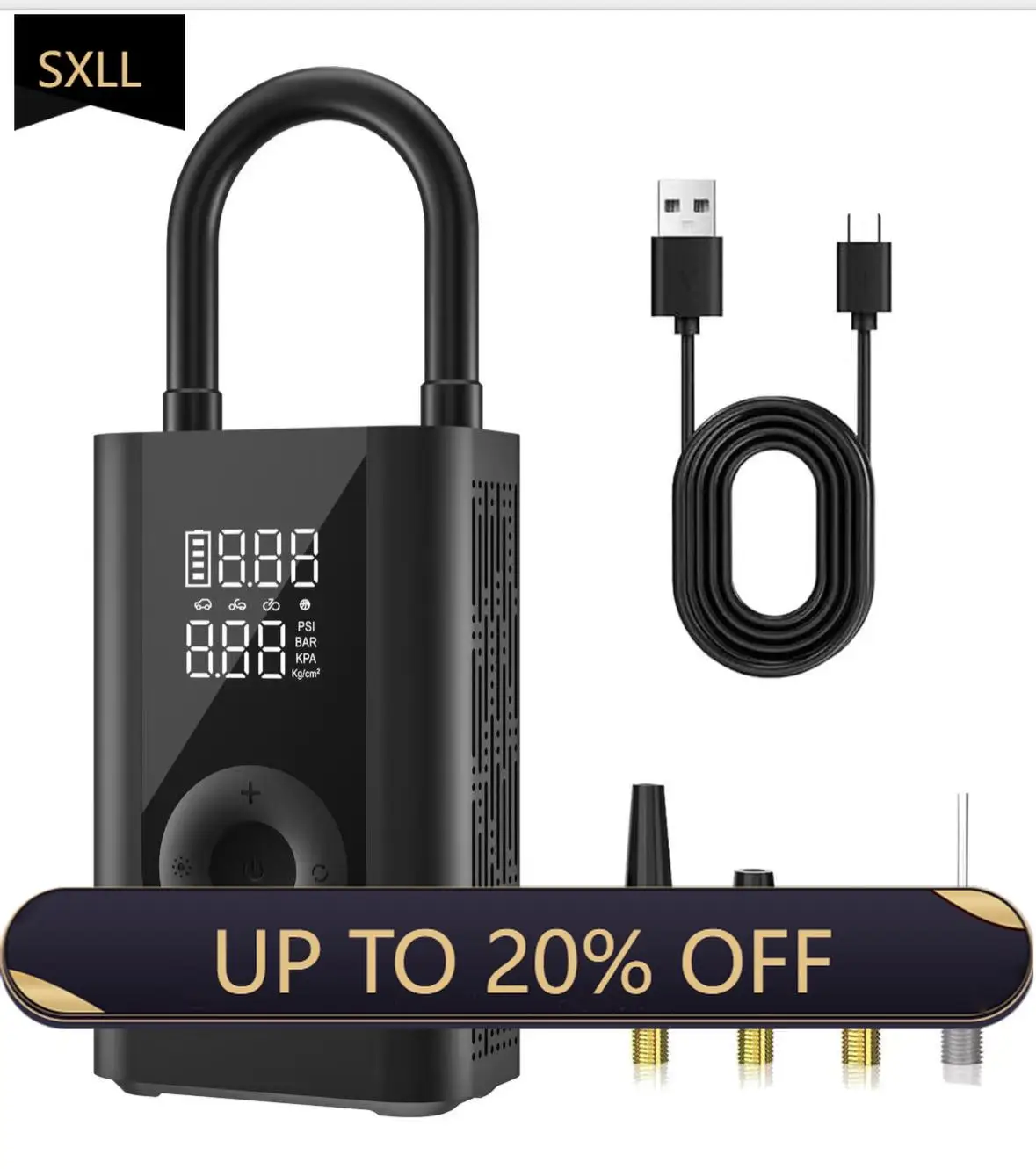 SXLL DWON مضخة هواء أوتوماتيكية رقمية محمولة صغيرة لاسلكية ضاغط هواء للسيارة منفاخ لإطارات السيارة مضخة كرة القدم والدراجة #1