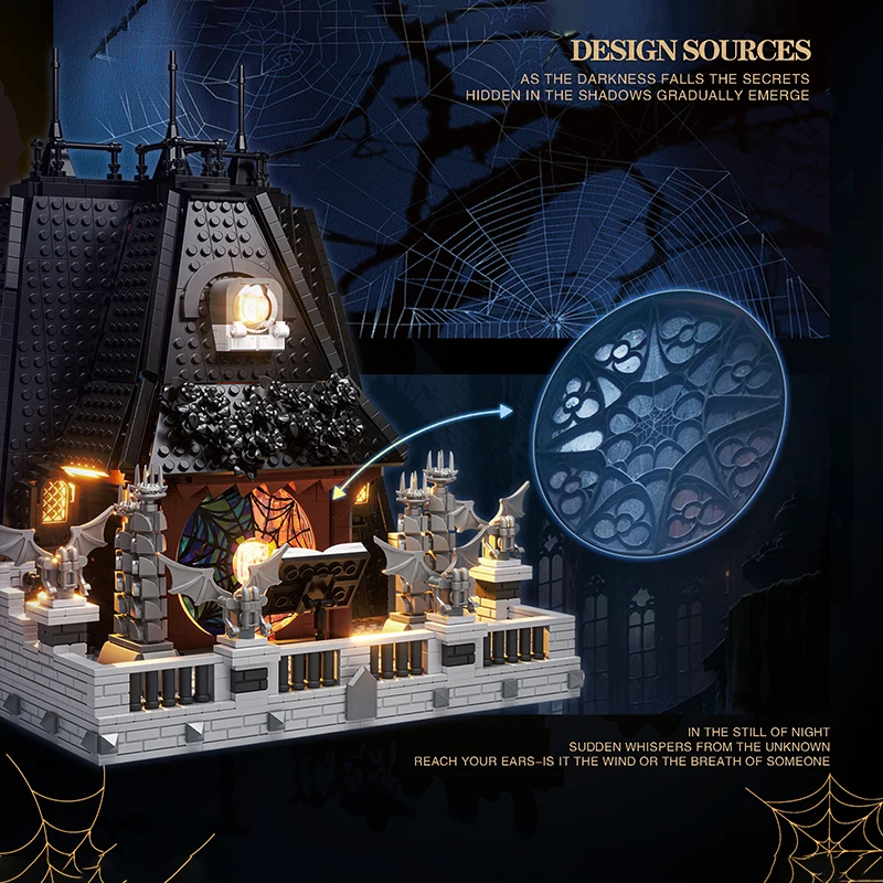 2419PCS Wednesday Adams House Building Blocks Darkness Villa Model Bricks Desktop Decoration Diy Toys For Kids Holiday Gifts