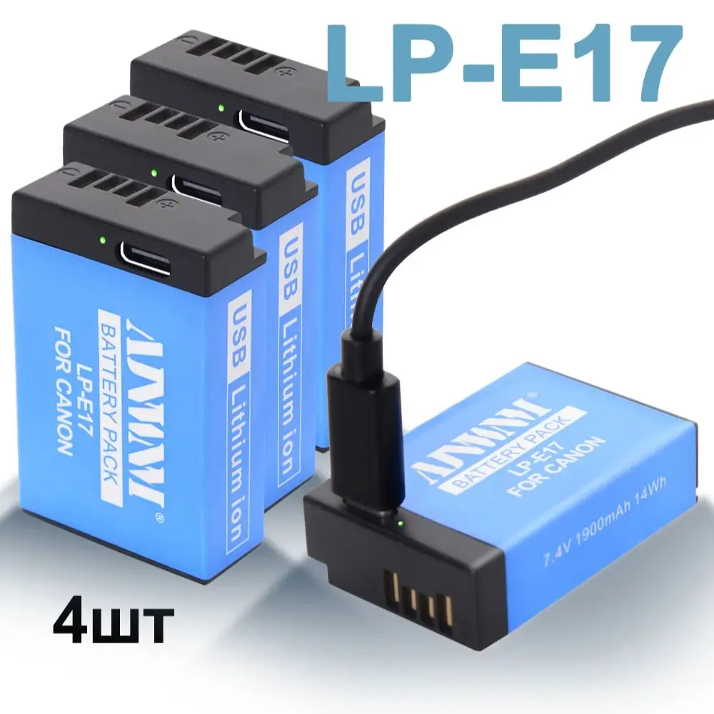 LP-E17 LPE17 LP E17 batería de cámara con carga tipo c para Canon EOS R8 RP 200D 250D M3 M5 M6 750D 760D T6s 800D T8i