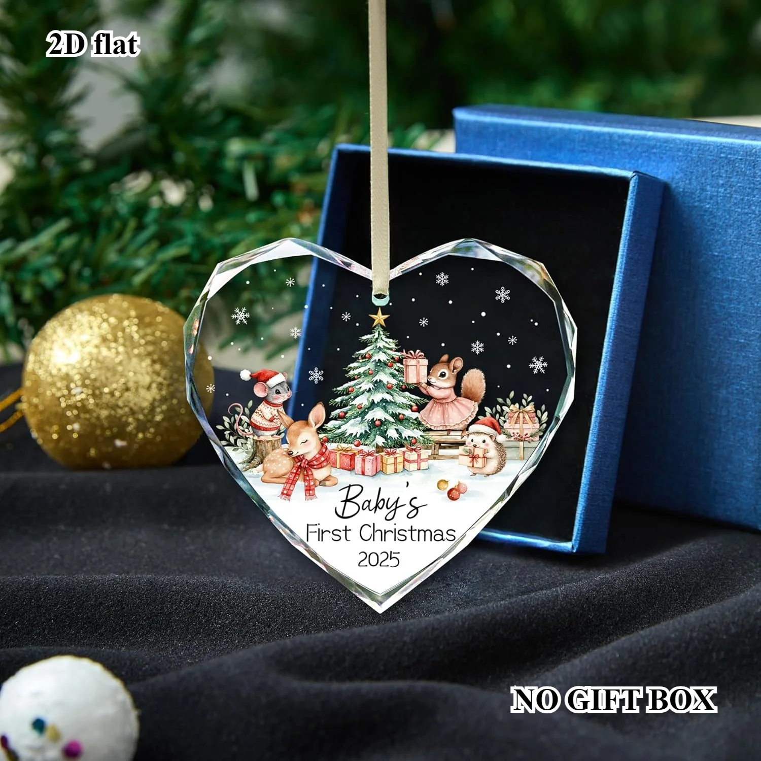 مسطح ثنائي الأبعاد، 1 مجوهرات عيد الميلاد على شكل قلب 2025 - تذكار من الزجاج الكريستالي مع تصميمات سانتا والرنة ورجل الثلج، مثالي لـ g #1