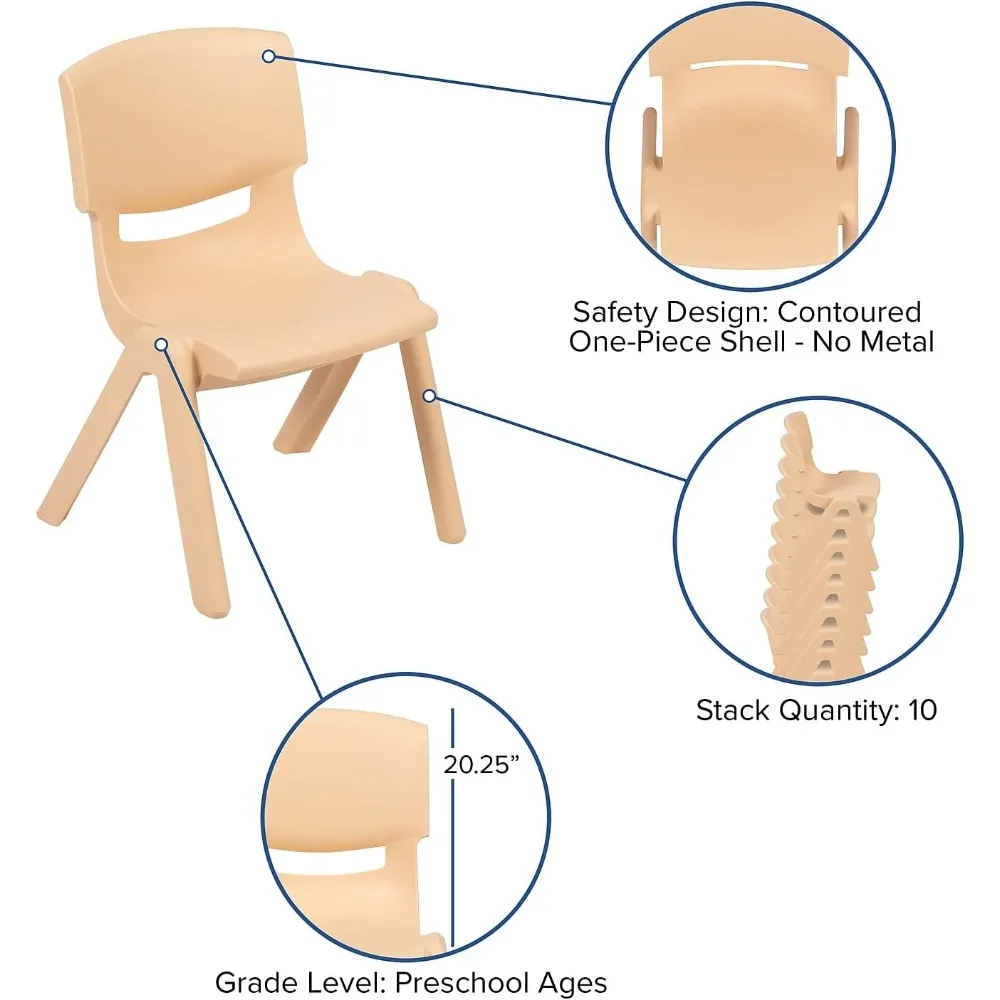 Half-Moon Natural Plastic Height Adjustable Activity Table Set with 4 Chairs