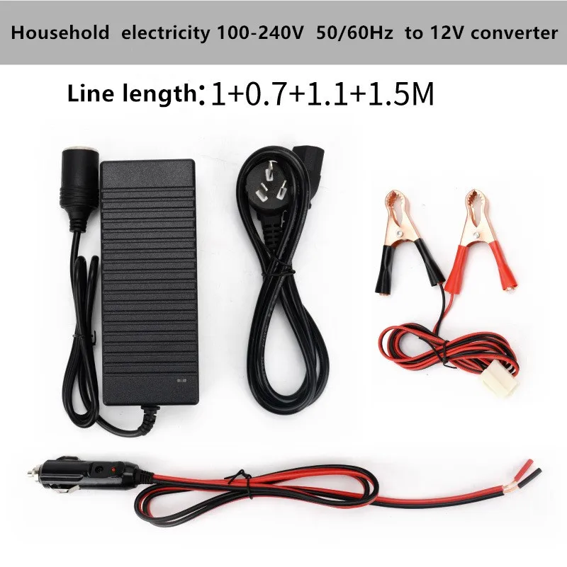 Household electricity 100-240V 50/60Hz To 12/24V Converter Alligator Clip For Vehicle Power Line Air Pump Converter RISSEE