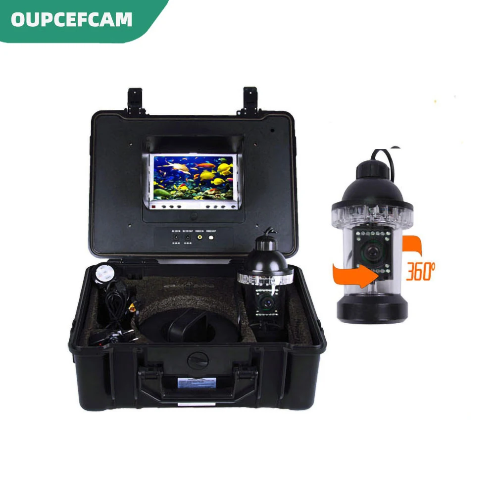 7 Inch Monitor 360° Rotation Underwater Fishing Camera Waterproof Fish Finder 20m/30m/50m/100m Cable Plastic Case