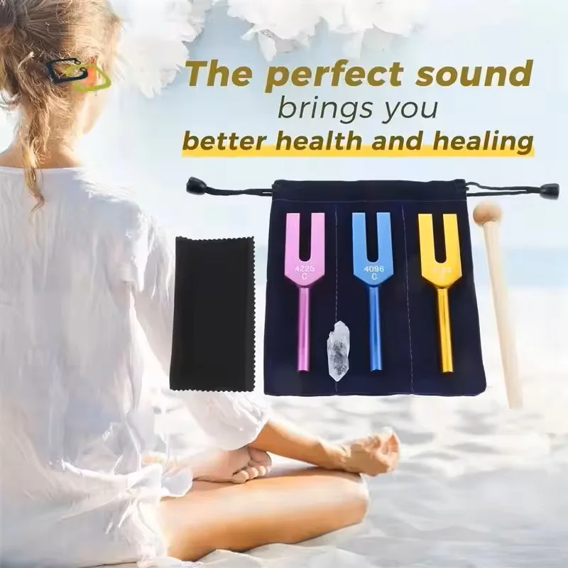 Colorful Angel Tuner 4096 Hz 4160 Hz 4225 Hz Frequency Wooden Hammer Includes Vibration Relaxation Tool
