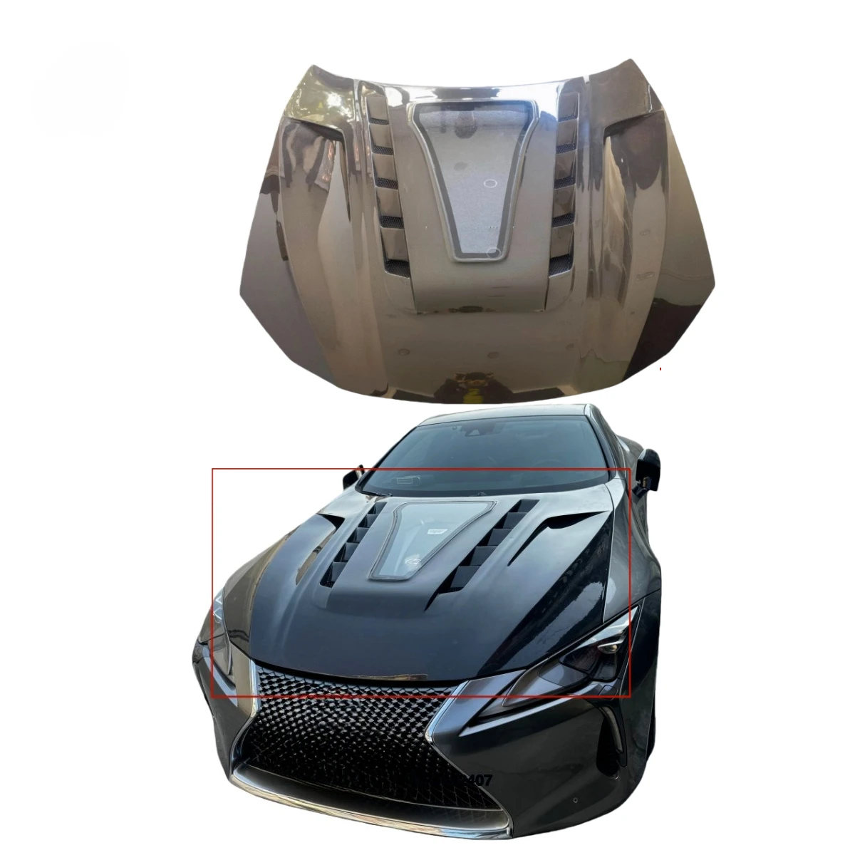 

Transparent Carbon Fiber Engine Hood Suitable for LC500 and LC500h Dual Sided Carbon Fiber Hood