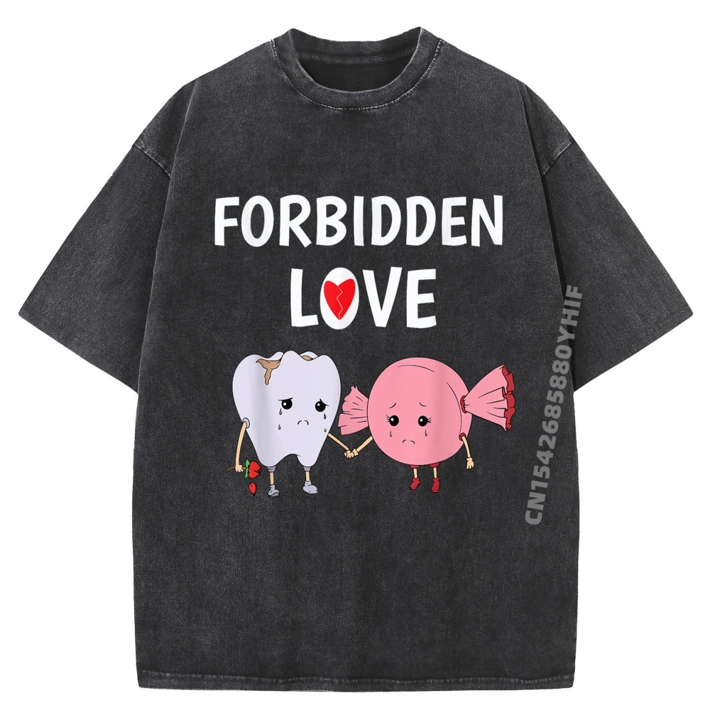 

Белая футболка с рисунком Forbidden Love Funny Teeth And Candy Dentist, мужская одежда, классическая стираная одежда большого размера