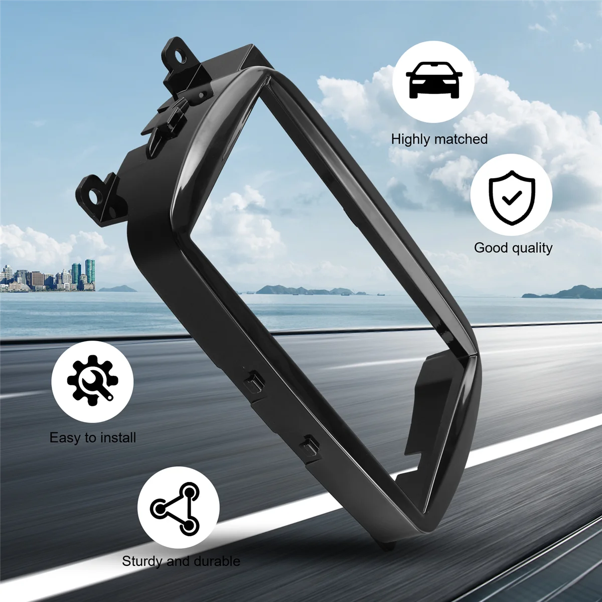 # 39I قطع غيار وإكسسوارات السيارات، إطار راديو السيارة لشركة فيات 500 2015 Android Big Screen Dask Kit، أسود #3