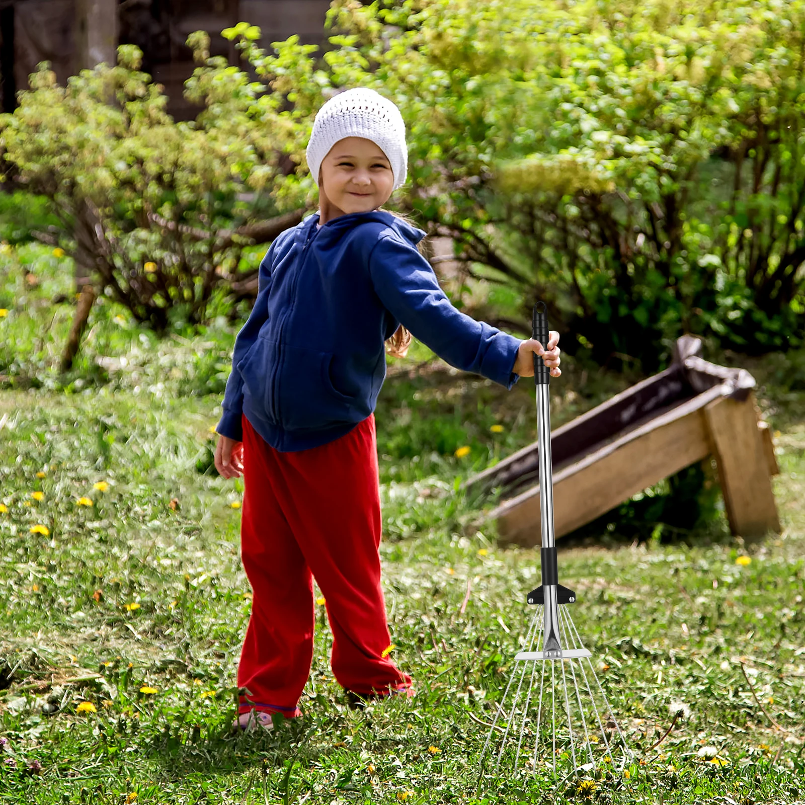 

Lightweight Aluminum Rake Retractable Leaves Rake Telescopic Adjustable For Lawn Yard Garden Tools Comfortable