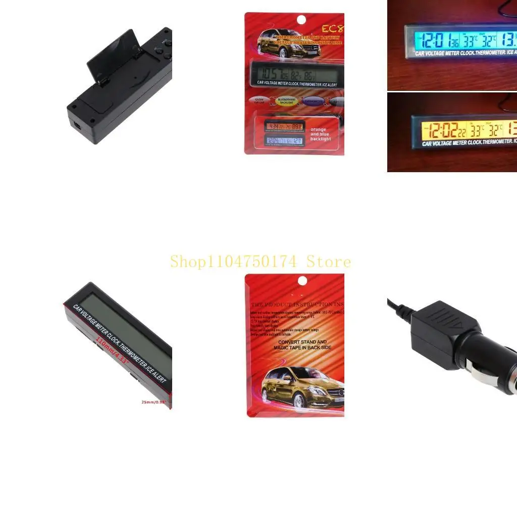 3 in 1 Car Digital LED Electronic LCD Clock Thermometer Voltmeter Temperature Gauge Meter Monitor for Automotive Top Sale