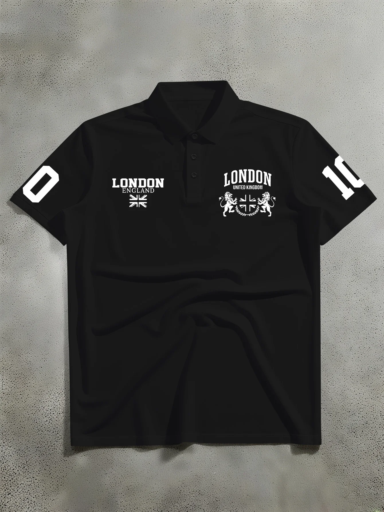 2026 American Men's Short Sleeved Polo Shirt with Trendy Brand Style and British Coat of Arms Print for Casual Party Wear