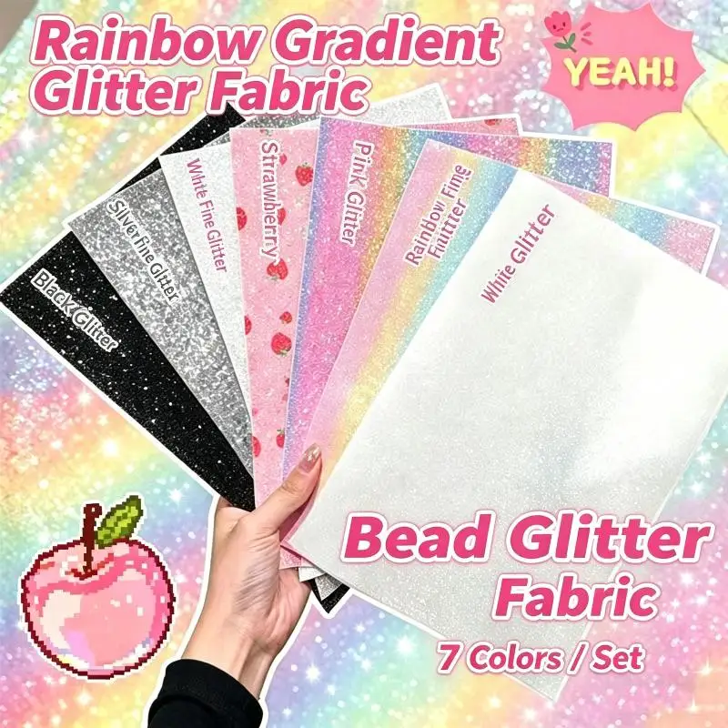 novo-kit-de-5-7-pecas-de-tecido-com-glitter-gradiente-arco-Iris-para-artesanato-diy-papel-termocolante-para-micangas-fusiveis-decoracao-de-bolsas-e-projetos-artesanais
