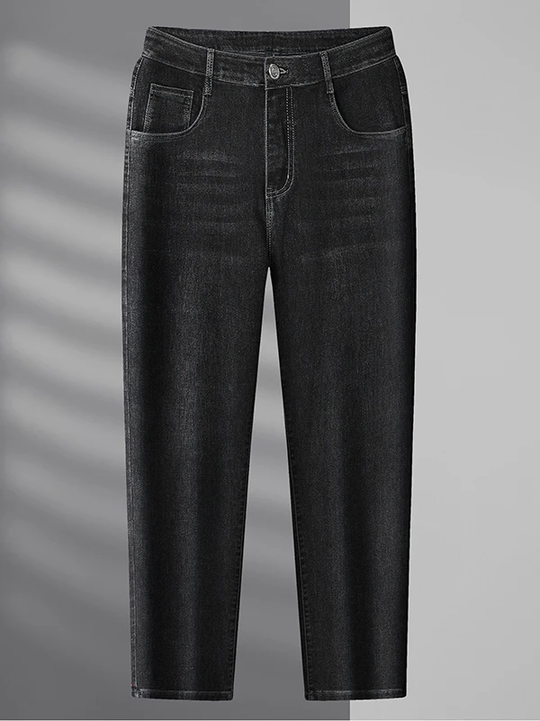 

Мужские джинсы свободного кроя больших размеров, повседневные прямые брюки, весна-осень, новая модная городская модель из эластичного хлопкового денима