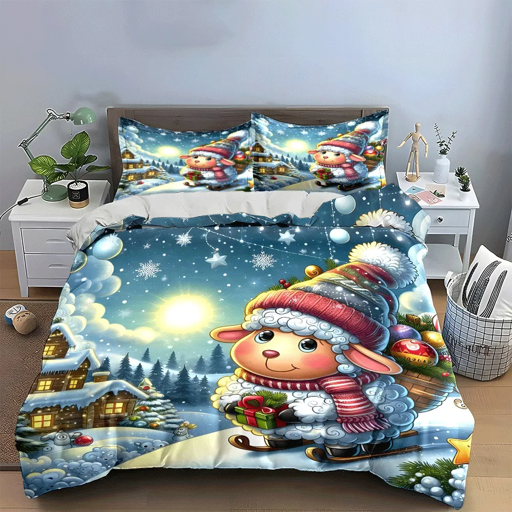 

Christmas-Themed Winter Decor Set Exquisite three-piece bedding set gift for kids and adults