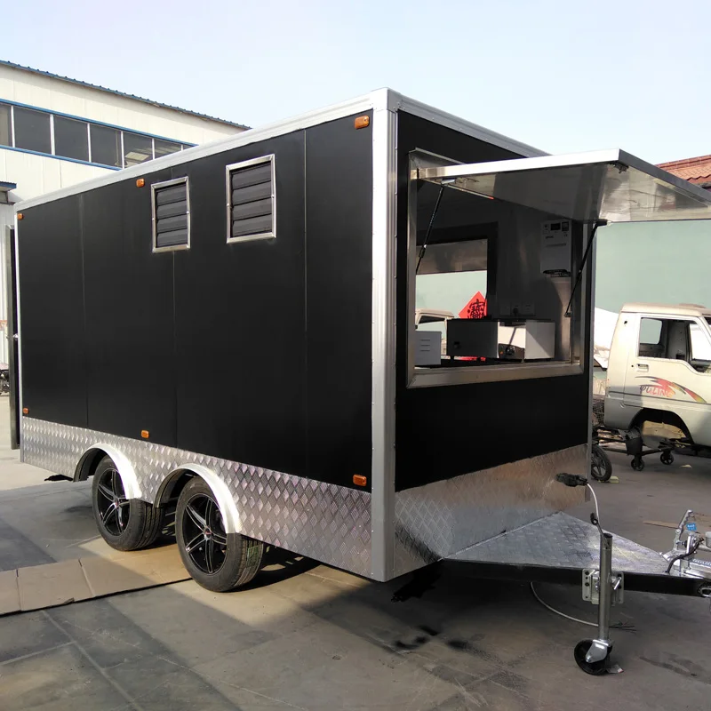 Outdoor Mobile Square Food Trailer Street Mobile Food Cart  Mobile Food Truck for Sale Pizza Customized