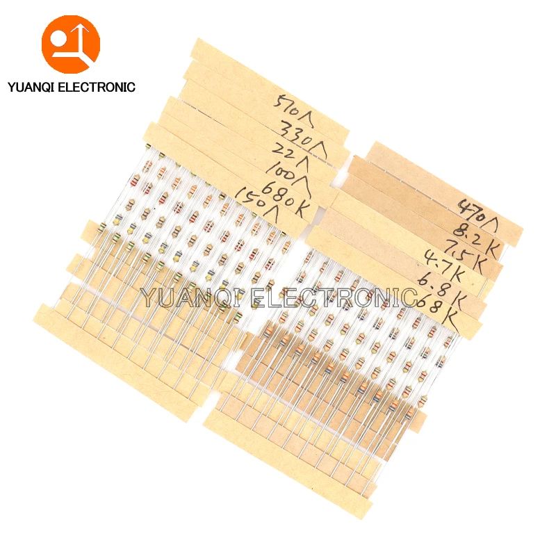 Imagem -02 - Kit de Resistor de Filme de Carbono Pacote de Amostra Conjunto de Resistência Sortida 640 Pcs x 10 Pcs 1r a 10m Ohm 0125 w 640pcs