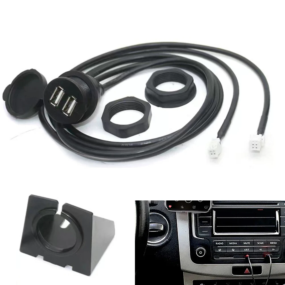 

Car Dash Mount Dual USB Port Panel Interface Extension 145cm Cable Adapter 4pin+6pin Direct Installation Car Accessories