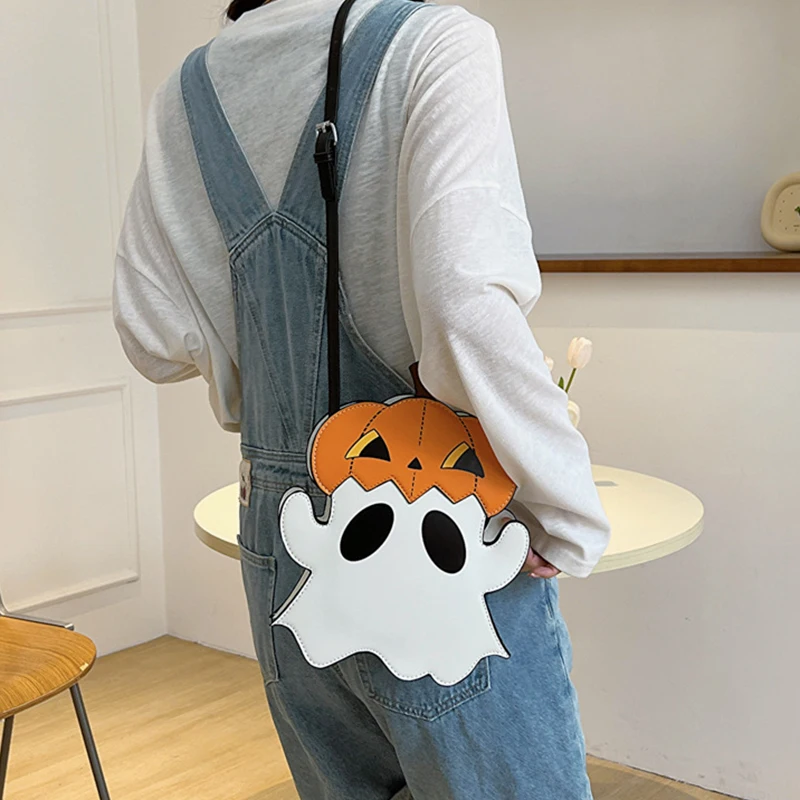 Funny Style Mobile Phone Bag Pumpkin Bag Halloween Fashion Ghost Ghost Spoof Ladies Crossbody Bag Cute Shoulder Bag