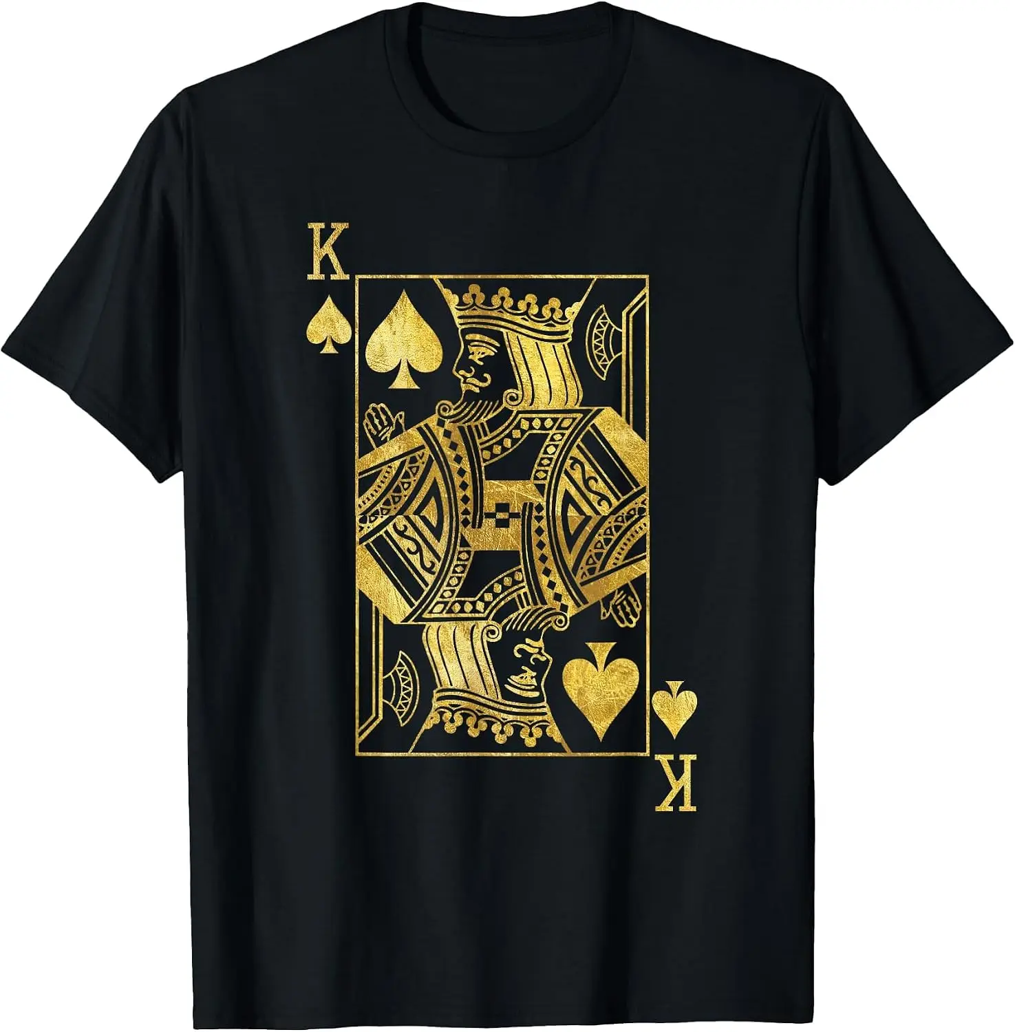 Lucky Poker Cards Knight King Of Spade Game Casino T-Shirt Men Casual Graphic Print T-Shirt Crew Neck Short Sleeve Vintage Street Style Soft Fabric Daily Wear Tops Holiday Festive, Party Wear, Theme Print Tee