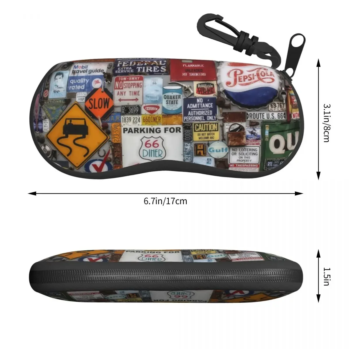 America Highway Sunglasses Soft Case Neoprene Zipper US Route 66 Signs Shell Eyeglass Case Custom Protective Box For Glasses