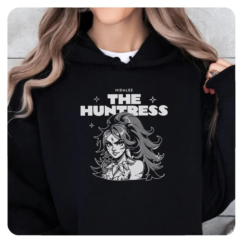 Nidalee Hooded Sweatshirt - The Huntress Gamer Gift Top Laner Gaming Hoodie Aesthetic Sweatshirt