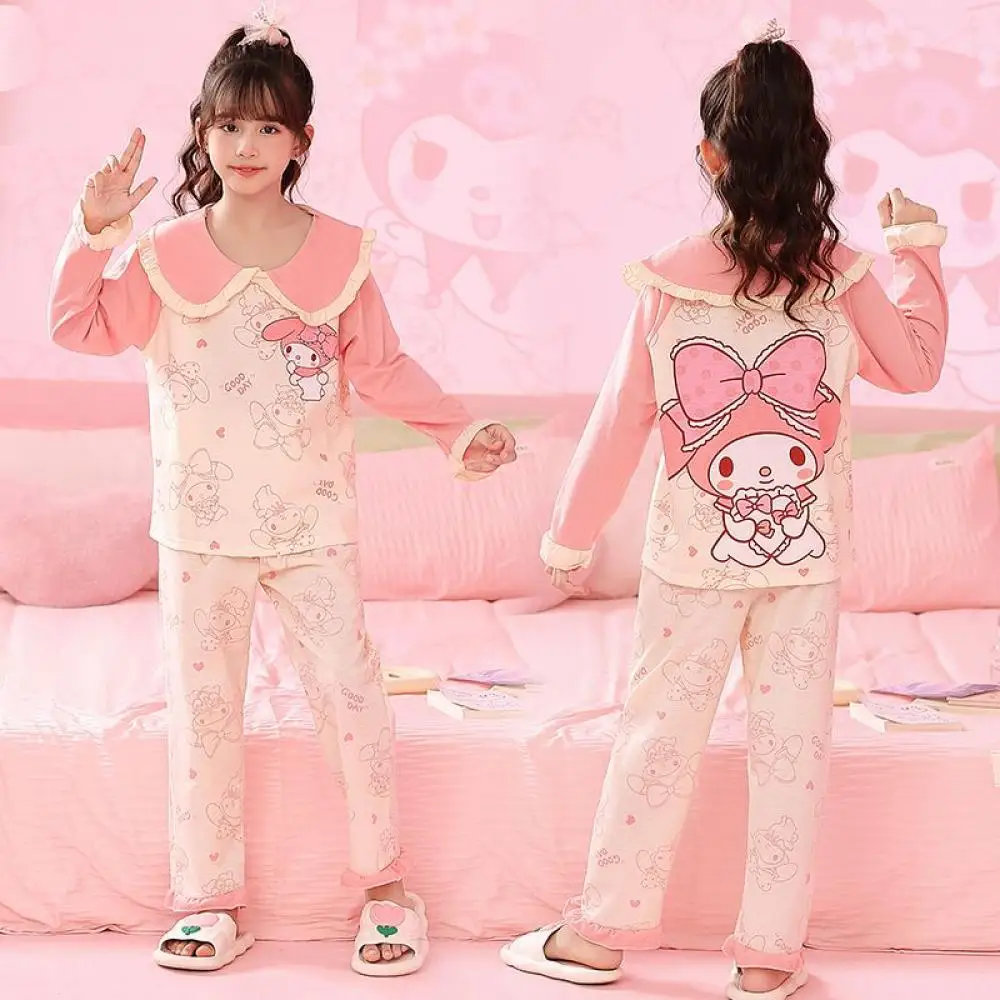

Sanrio Hello Kitty пижамы для девочек Cinnamoroll Kuromi Kawaii домашняя одежда с героями мультфильмов My Melody весна-лето домашняя одежда одежда для сна подарки