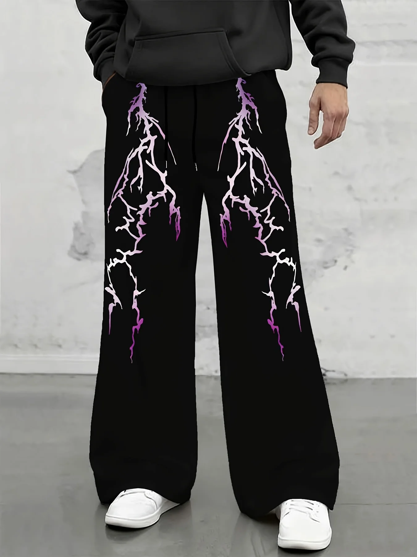 Men Fleece Lined Casual Pants Hip Hop Streetwear Baggy Trousers Daily Wear Fashion Hipster Drawstring Sweatpants S-3XL