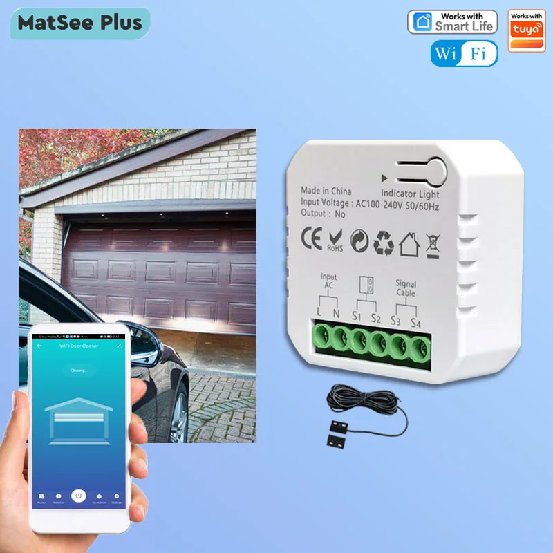 

Smart Life WiFi Garage Door Opener Controller Dry Contact Monitor Security Remote Control Works with Tuya Alexa Google Home