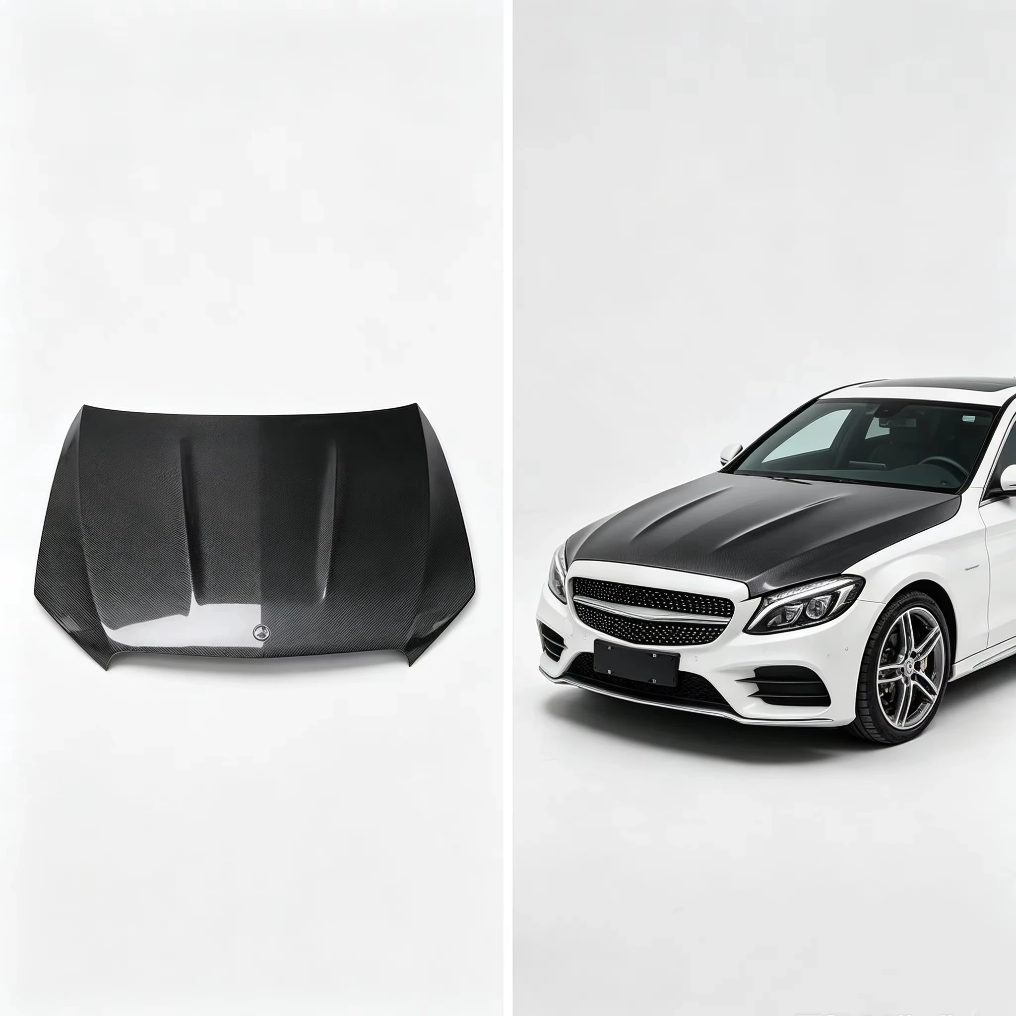 Carbon Fiber  Engine Hood Bonnet for Mercedes Benz C Class W205 C43 C63 AMG 2015-2021 Lightweight  Carbon Hood Tuning Body Parts