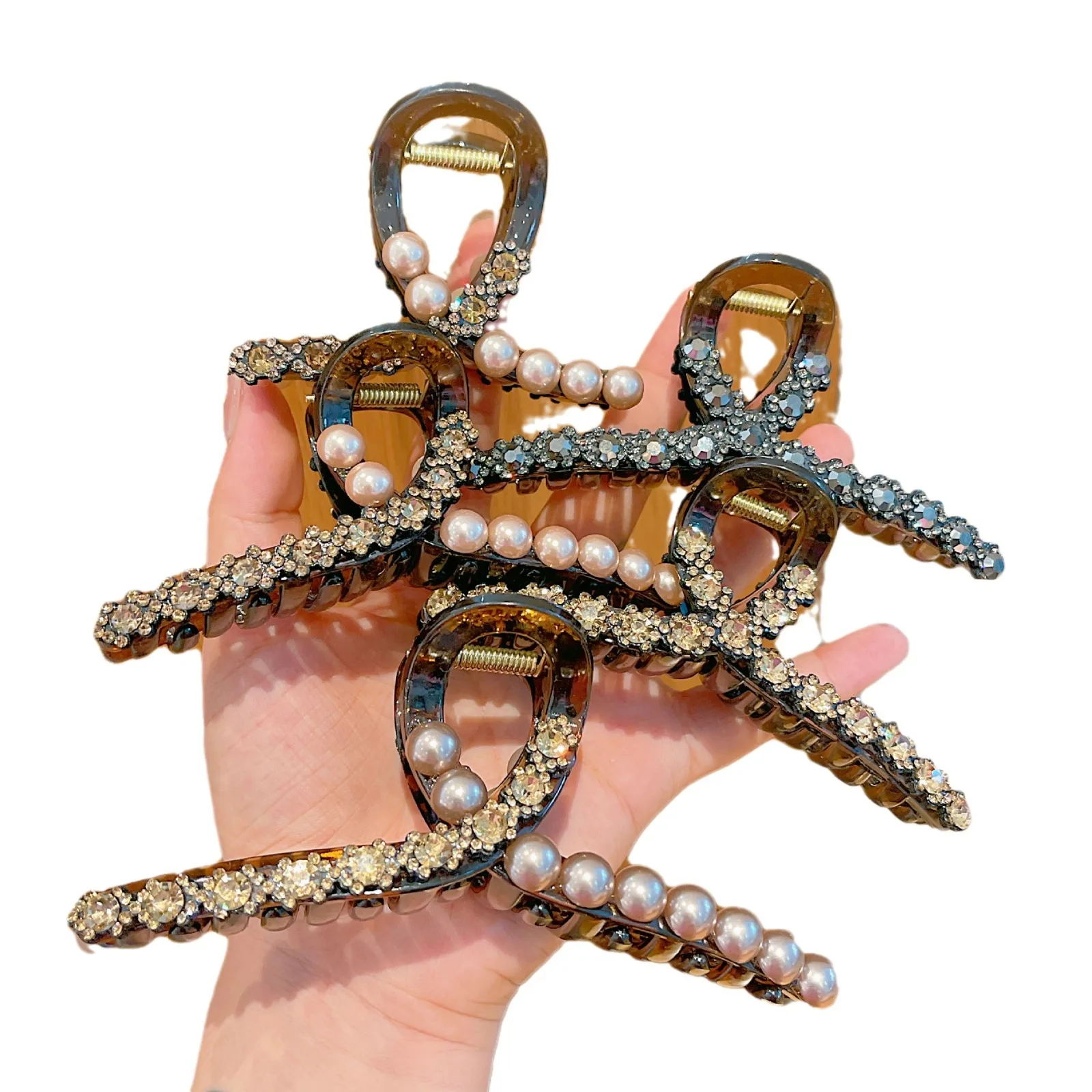 High-end Rhinestone Elegant Temperament Hair Claws Fashion Hair Accessories Women Shiny Full Diamond Plate Clip Hairpin Girl