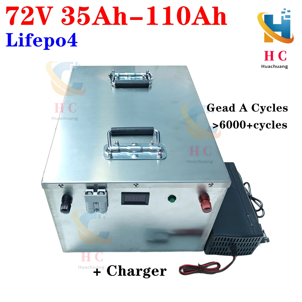 

72V 35Ah Lithium Battery 40Ah 50Ah 60Ah 70Ah 80Ah 100Ah 110Ah Lifepo4 for Trolling Motor Hybrids Motorcycles Golf Cart Robot