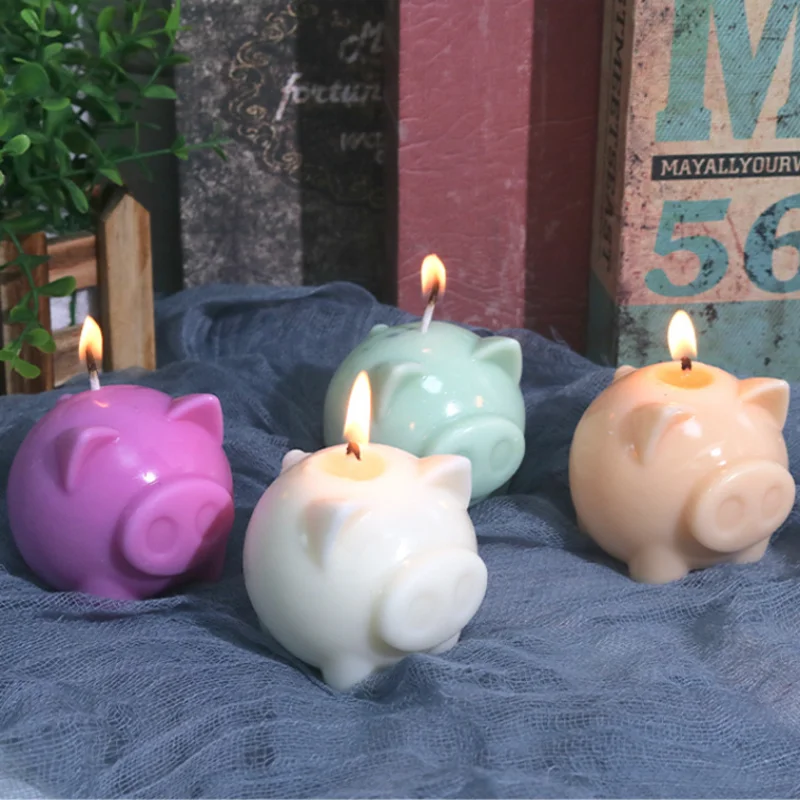 3D Cartoon Pig Silicone Candle Mould Piggy Soap Resin Plaster Making Tool Cute Animal Chocolate Ice Cube Mold Desk Decor Gifts