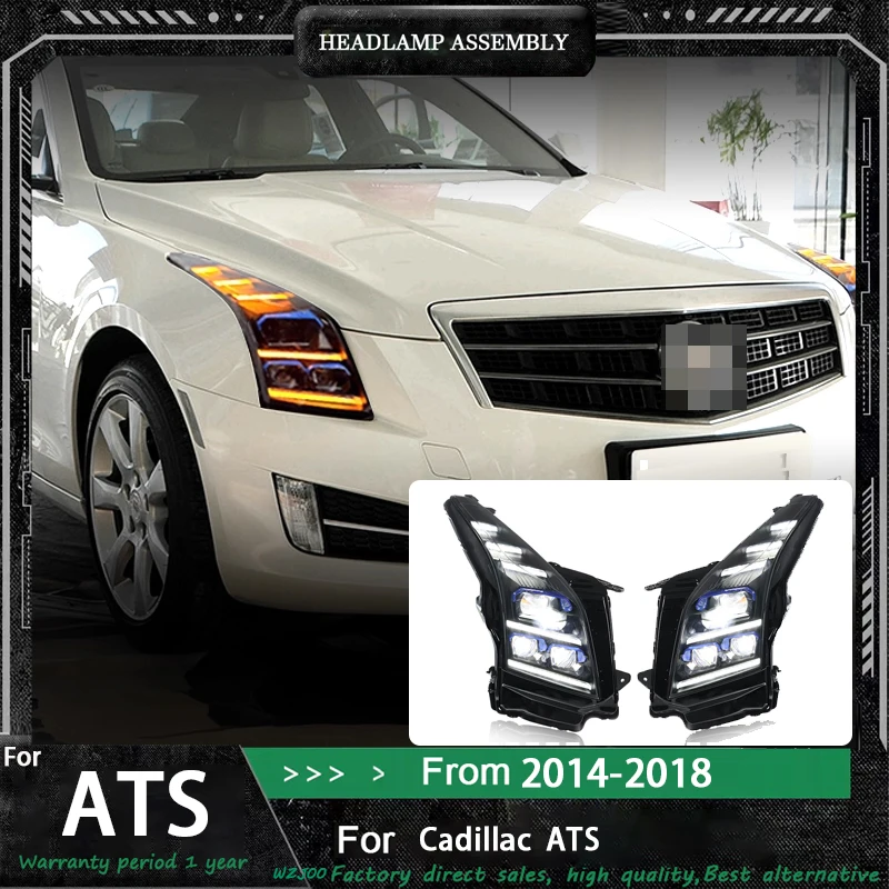 LED Headlights for Cadillac ATS ATS-L 2014 2015 2016 2017 2018  Red Demon Eye Sequential Starting Turn Signal Dynamic Startup