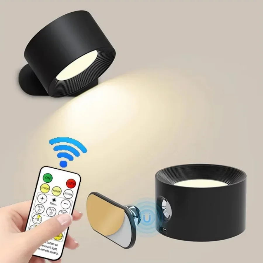 

Remote Control LED Wall Light USB Rechargeable Wall Mount Lamp 4.5W 360 Degree Rotating Magnetic Ball Reading Light
