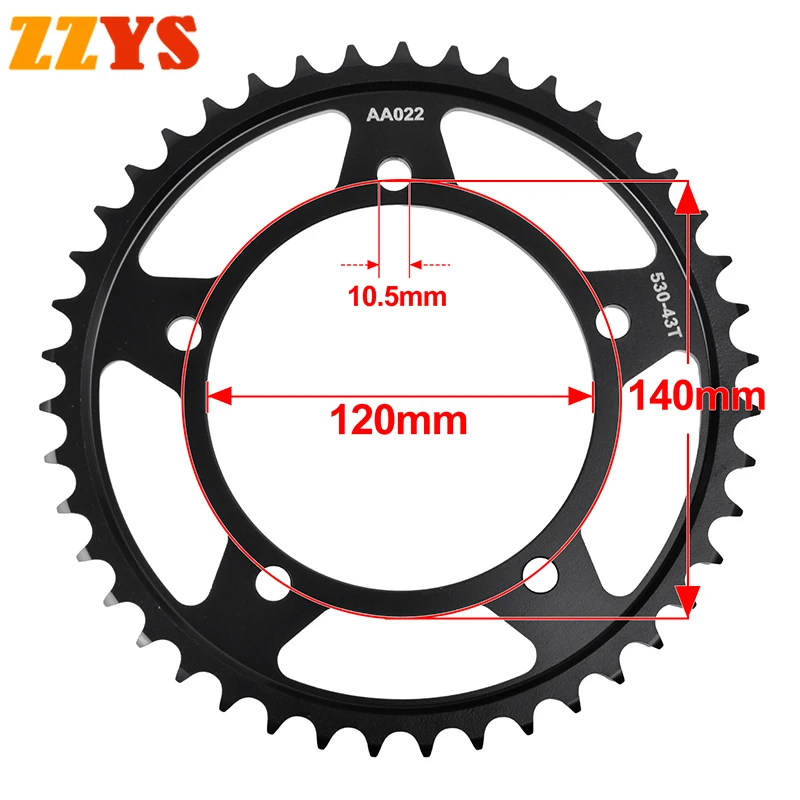 530 43T 43 Tooth Motorcycle Rear Sprocket Gear Star Wheel Cam Pinion For Suzuki GSX1250 GSX1250F GSX1250FA ST GSX 1250 2010-2016