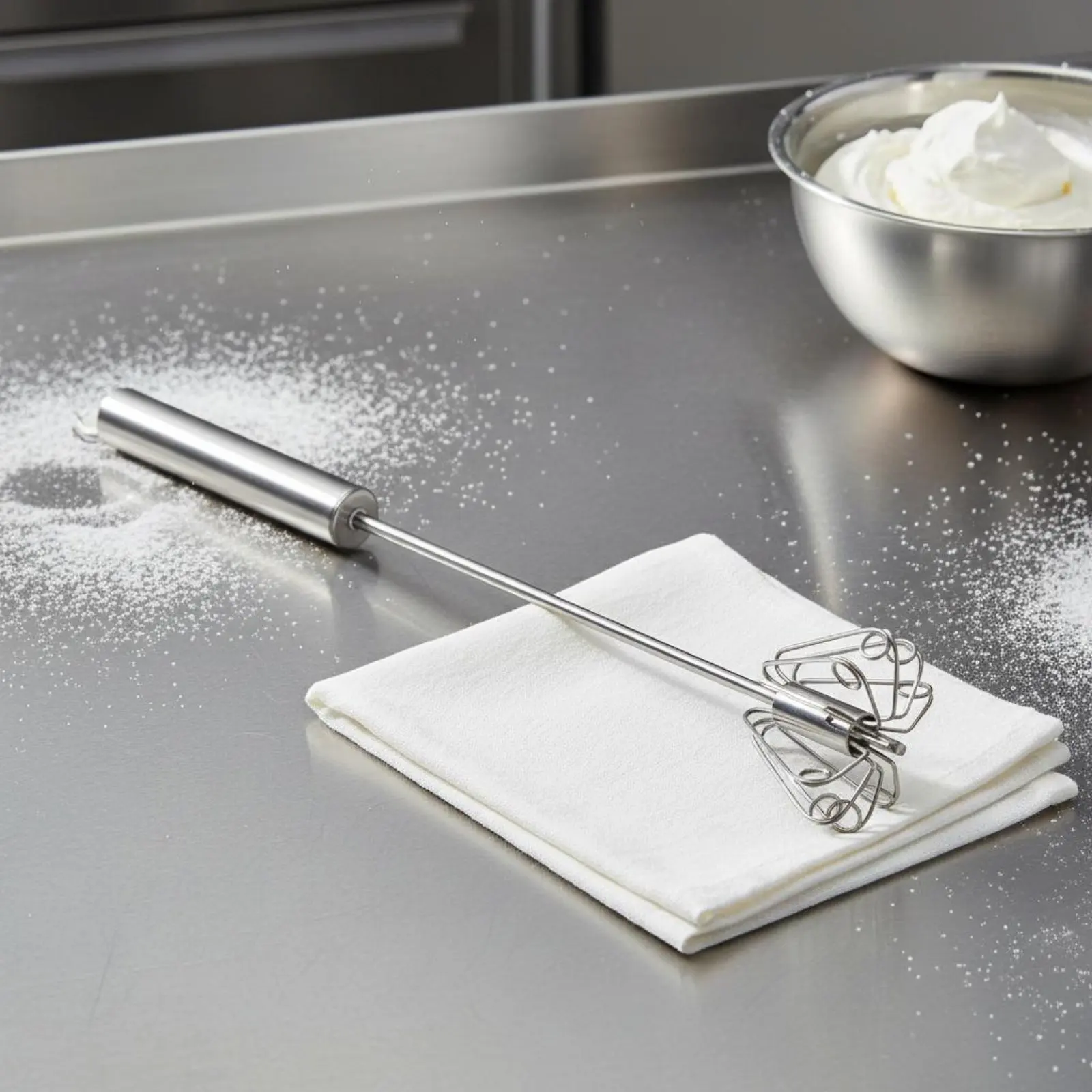 Semi-Automatic Whisk Press Action Rotation Hand Push Rotary Whisk Baking Tool Easy to Use Kitchen Utensil Long-Lasting