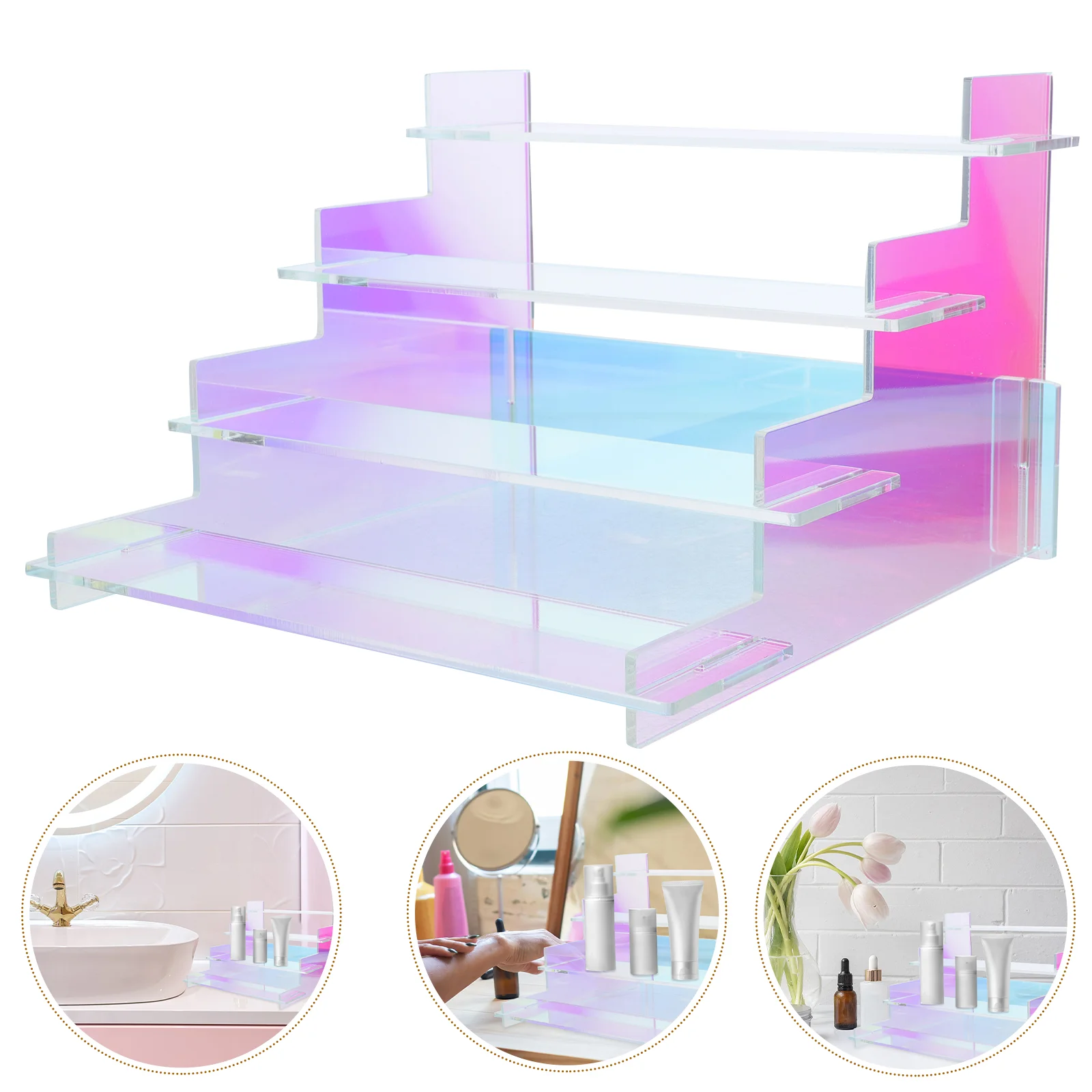 

Display Stand Nail Polish Rack Makeup Palette Organizer Acrylic Riser Shelves Shelf Perfume Holder