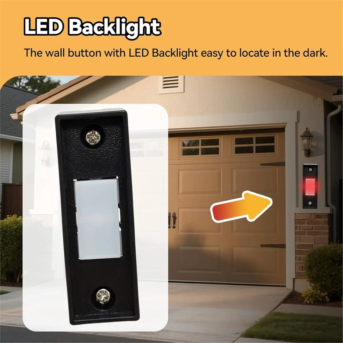 2026 New Garage Door Wall Button for Genie 29599S Wired Series II Lighted Push Button Garage Door Opener Wall Control with Screw