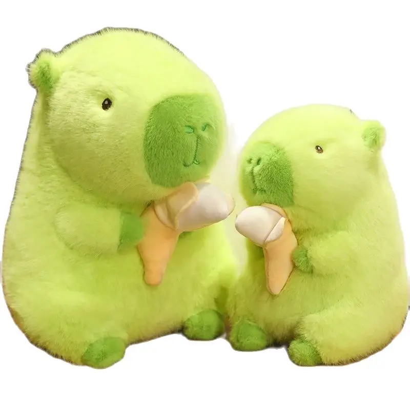 Simulation Green Capybara Plush Doll Kawaii Capybaras Holding Banana Stuffed Toy Stuffed Animals Baby Birthday Gift Decor Pillow