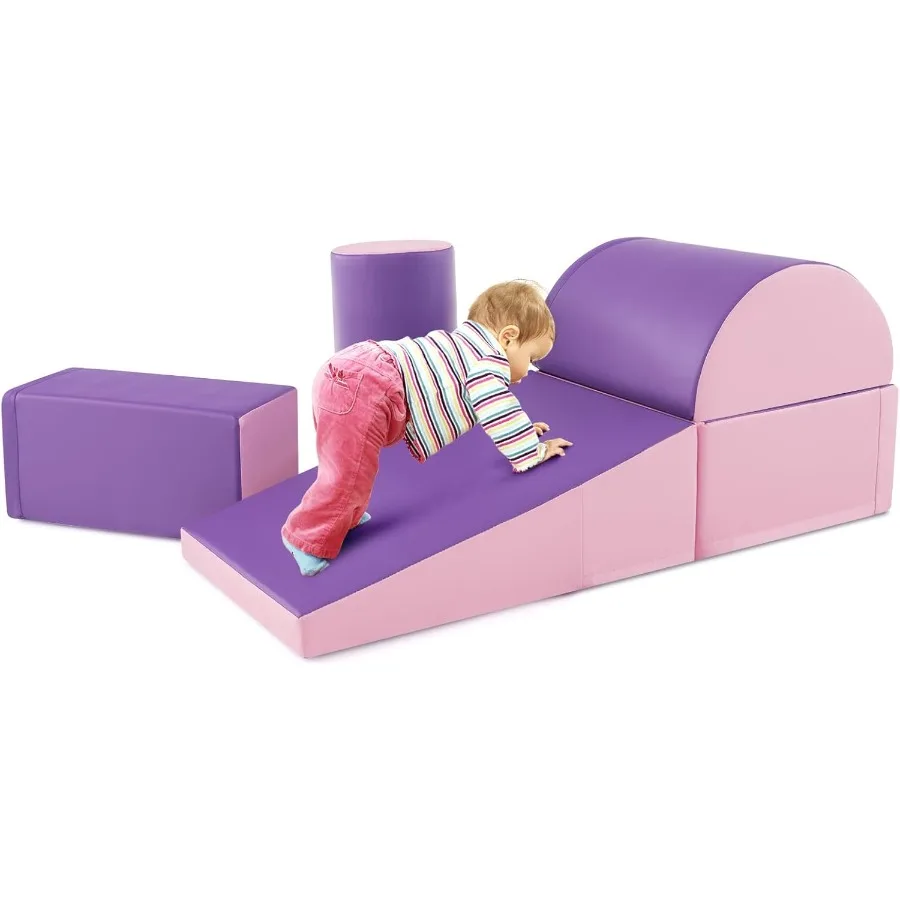 

5 Pieces Soft Foam Climbing Toys for Toddlers Infant Play Structures Indoor Climbers for Child Development Waterproof Pink Purp