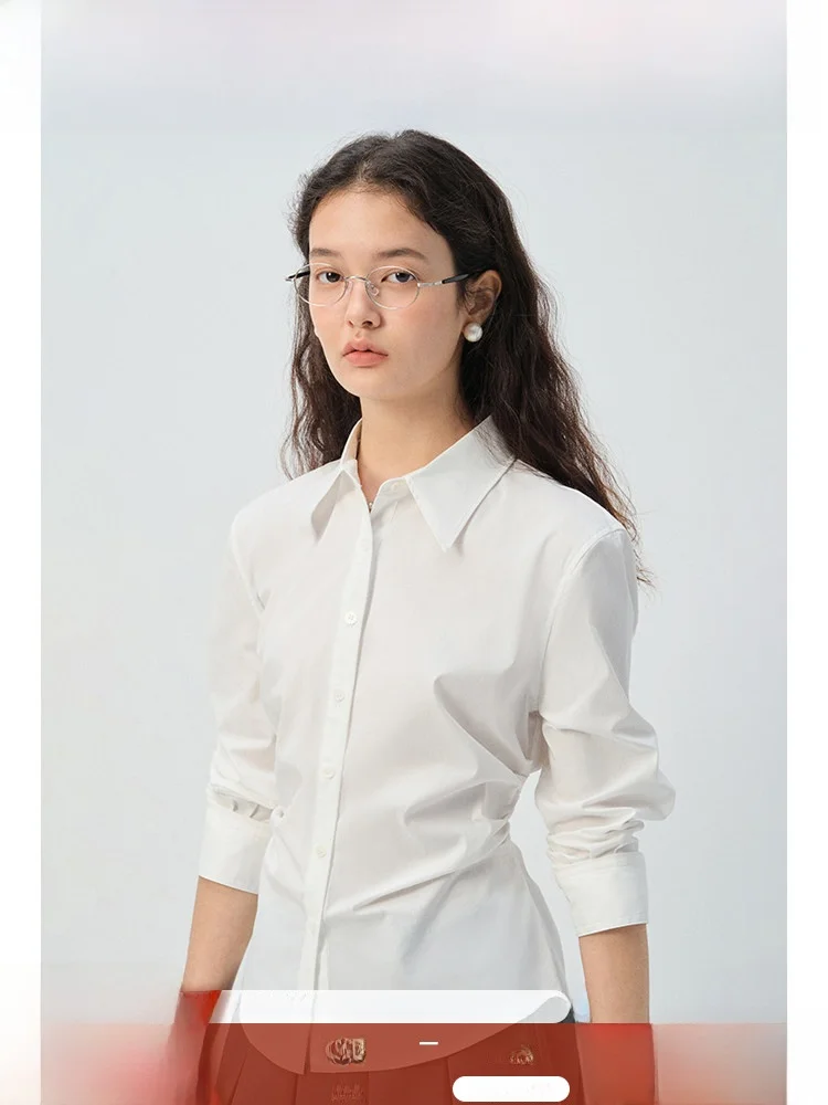 

Женская блузка больших размеров Ele Plus Size, белая, с длинными рукавами, с завышенной талией, модный весенний топ для слегка полных женщин.