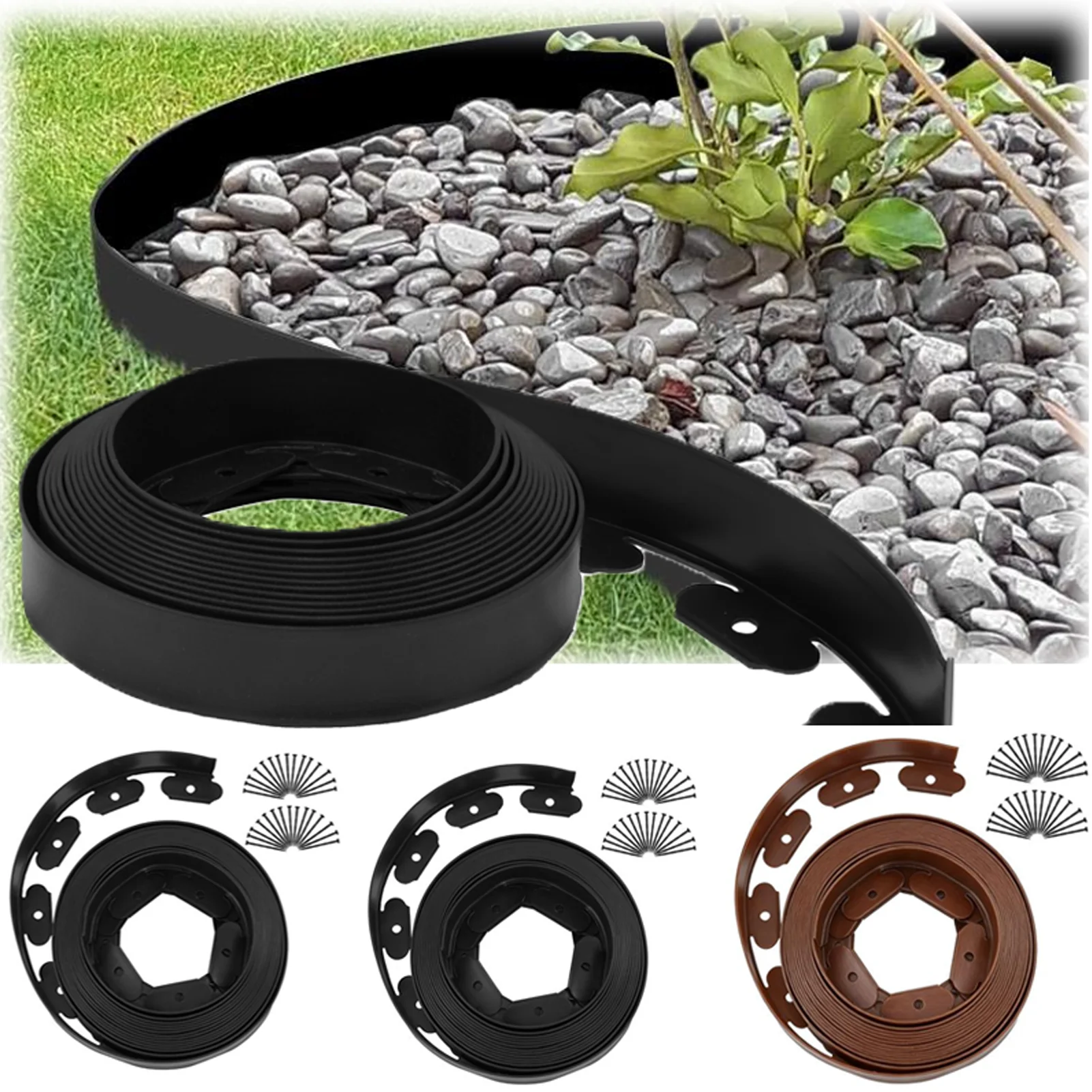 Garden Edging Border 33FT 2/4 Inch Tall Plastic Landscape Edging with 30 Stakes, Flexible Tool-Free Lawn Border for Yard, Flower Bed & Landscaping