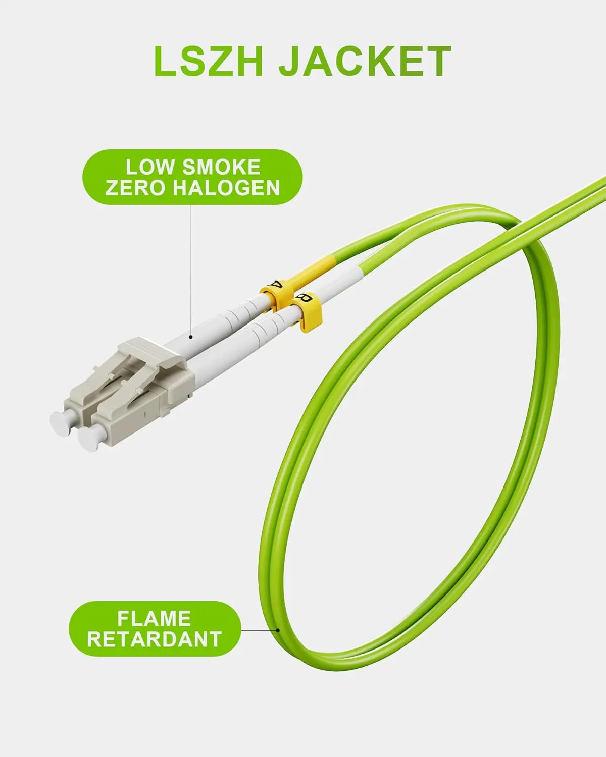 Cavo Patch in fibra VANDESAIL 5 Pack 1-3M, OM5 LC-LC multimodale 50/125micron Duplex LSZH, 1/10/40/100GB, OM4/OM3 compatibile