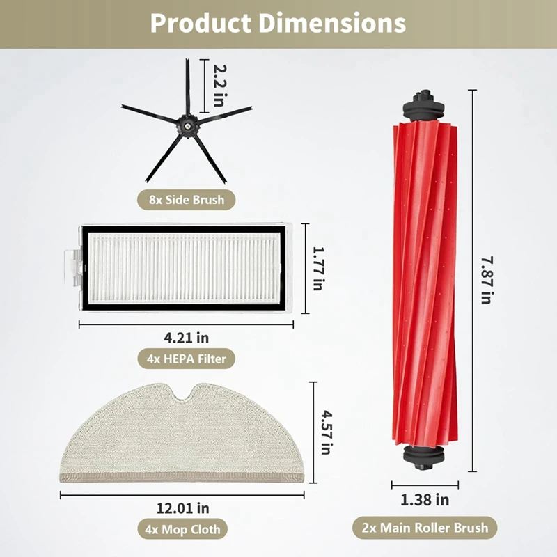 Replacement Parts For Roborock Q7,Accessories Kit For Roborock Q7 / Q7+/Q7 Max/Q7 Max+ Vacuum Cleaner Roller Brushes