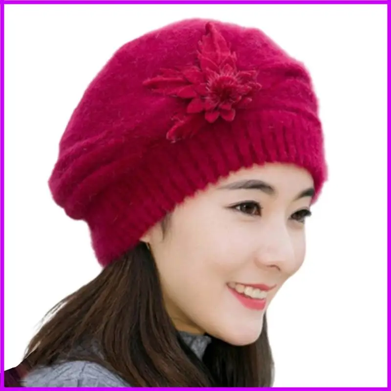 Kaninchenpelze Winterhut Dekore Design dehnbar gestrickter Randhut für Büro Frauen Mädchen komfortable Styling