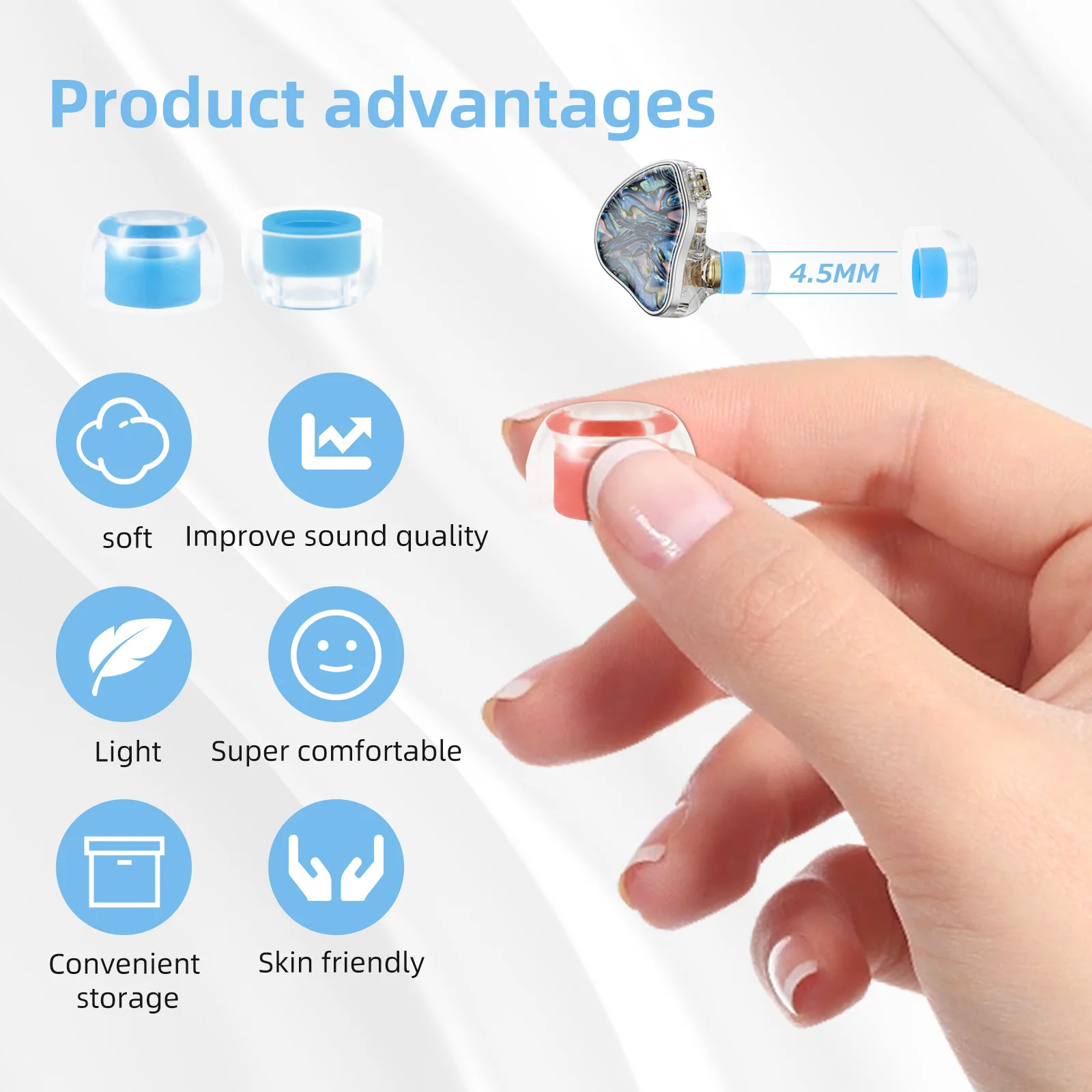 OKCSC YTW4 penutup telinga silikon cair, tutup telinga isolasi kebisingan fleksibel ramah kulit transparan dapat digunakan kembali