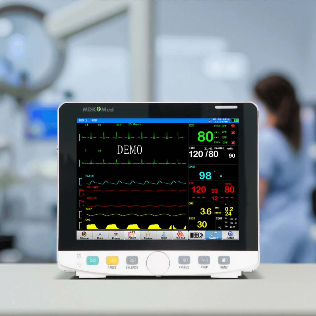 High-Efficient Capnograph Multiparameter Veterinary Monitor Made in China with Plastic Metal Materials Electric Power Source
