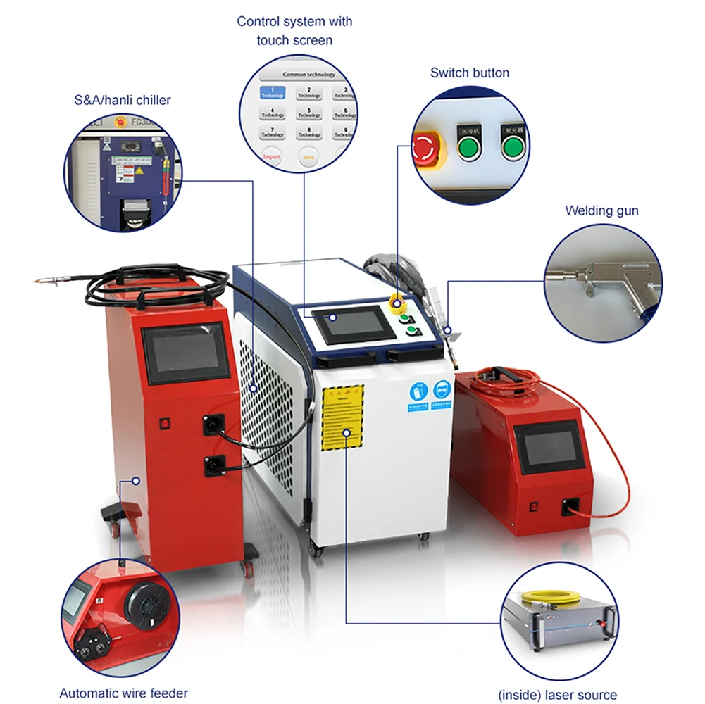 Vendas diretas da fábrica cortador a laser limpador soldador 3000w máquina de solda a laser 4 em 1