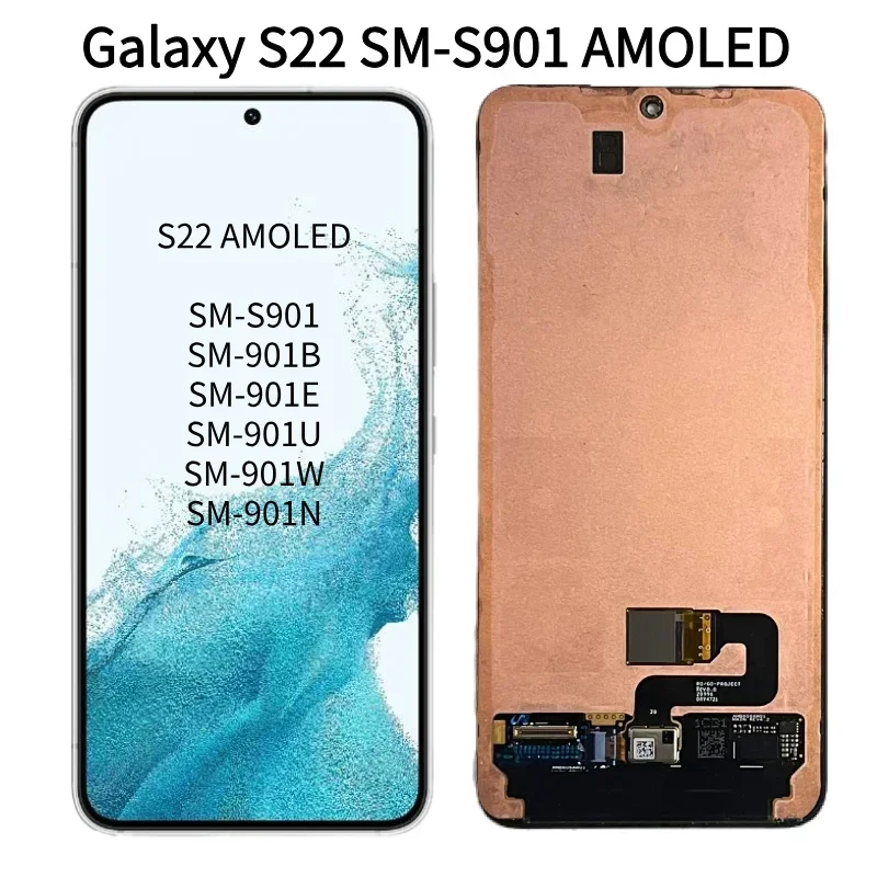 AMOLED Touch Screen Digitizer for Samsung Galaxy S22 5G LCD Display with Defects,Compatible with S901 S901B S901U S901N