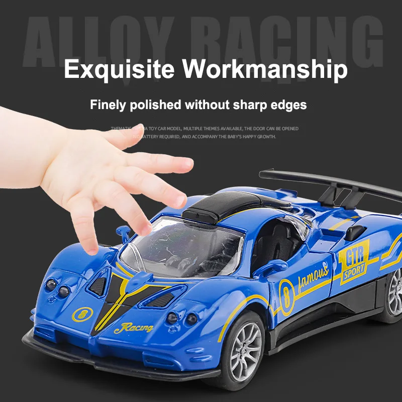 High-simulation Alloy Sports Car Model Double-door Inertia Pull-back Racing Car Toy Desktop Ornaments Children's Birthday Gift